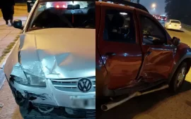 Daños visibles de un auto y una camioneta tras propagonizar un choque.