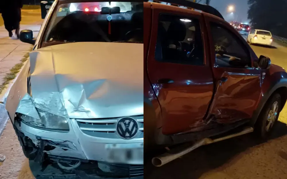 Daños visibles de un auto y una camioneta tras propagonizar un choque.