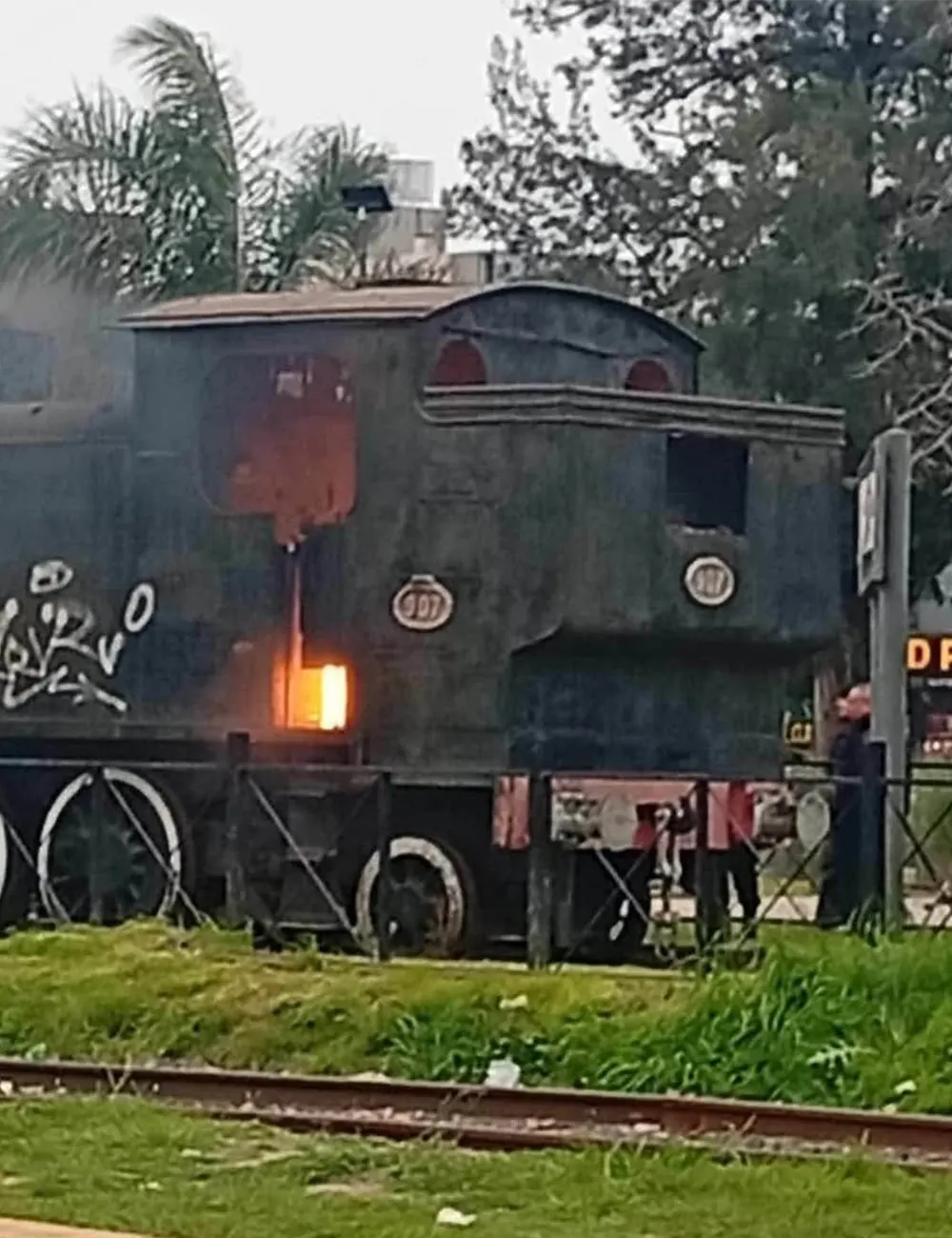Fuego en el interior de la locomotora