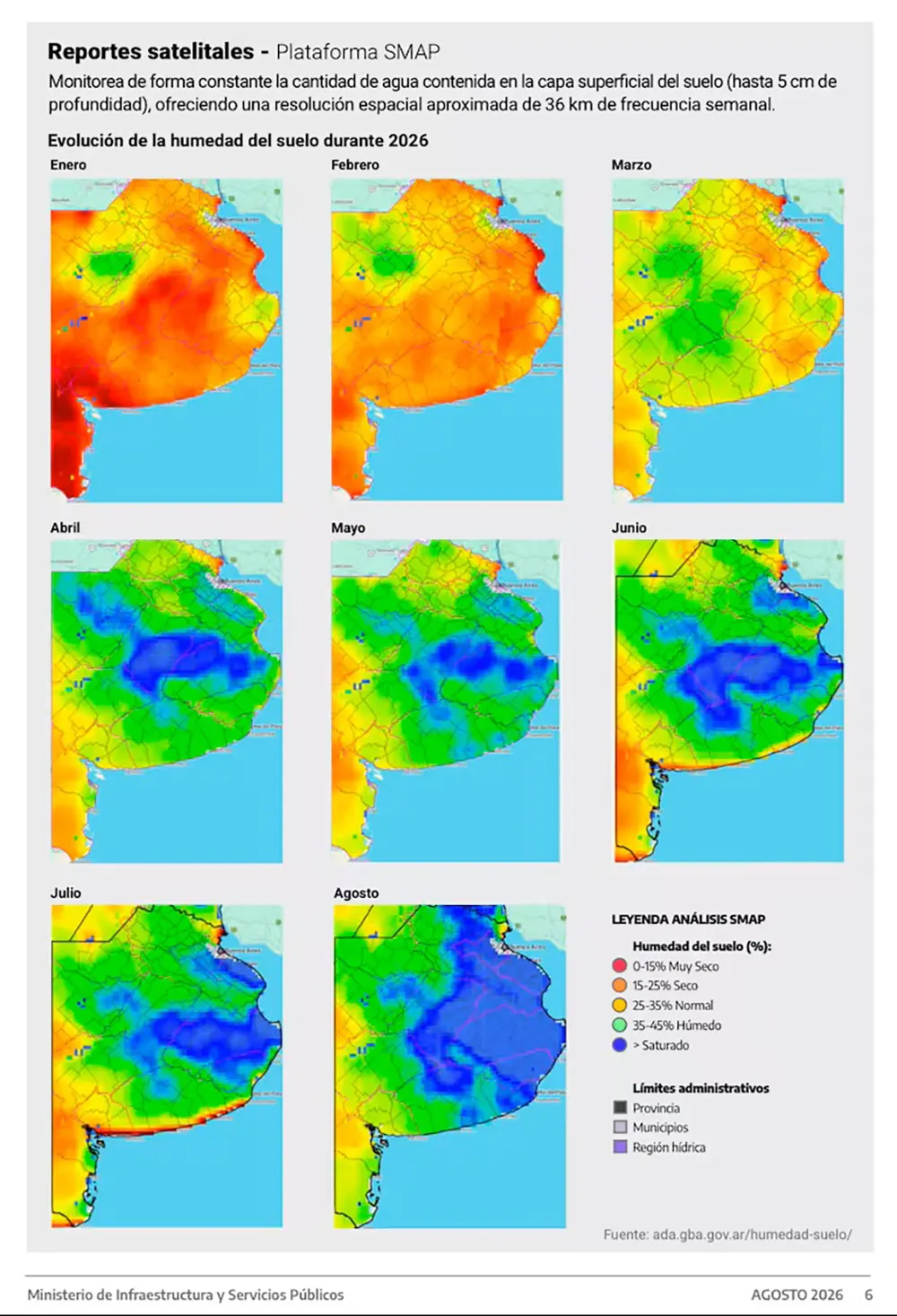 Reportes satelitales sobre la humedad del suelo