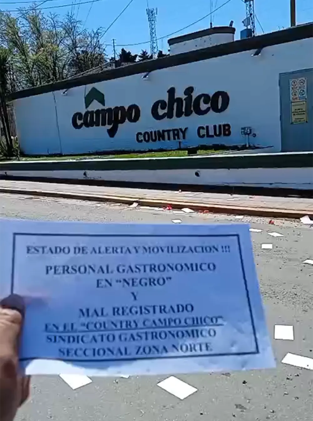 Panfleto de la protesta en Campo Chico