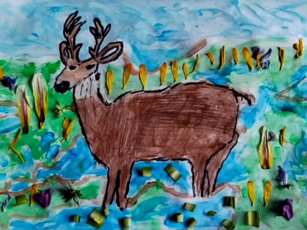 Dibujo de la felicidad del ciervo de los pantanos por Esteban Dias Cubillos
